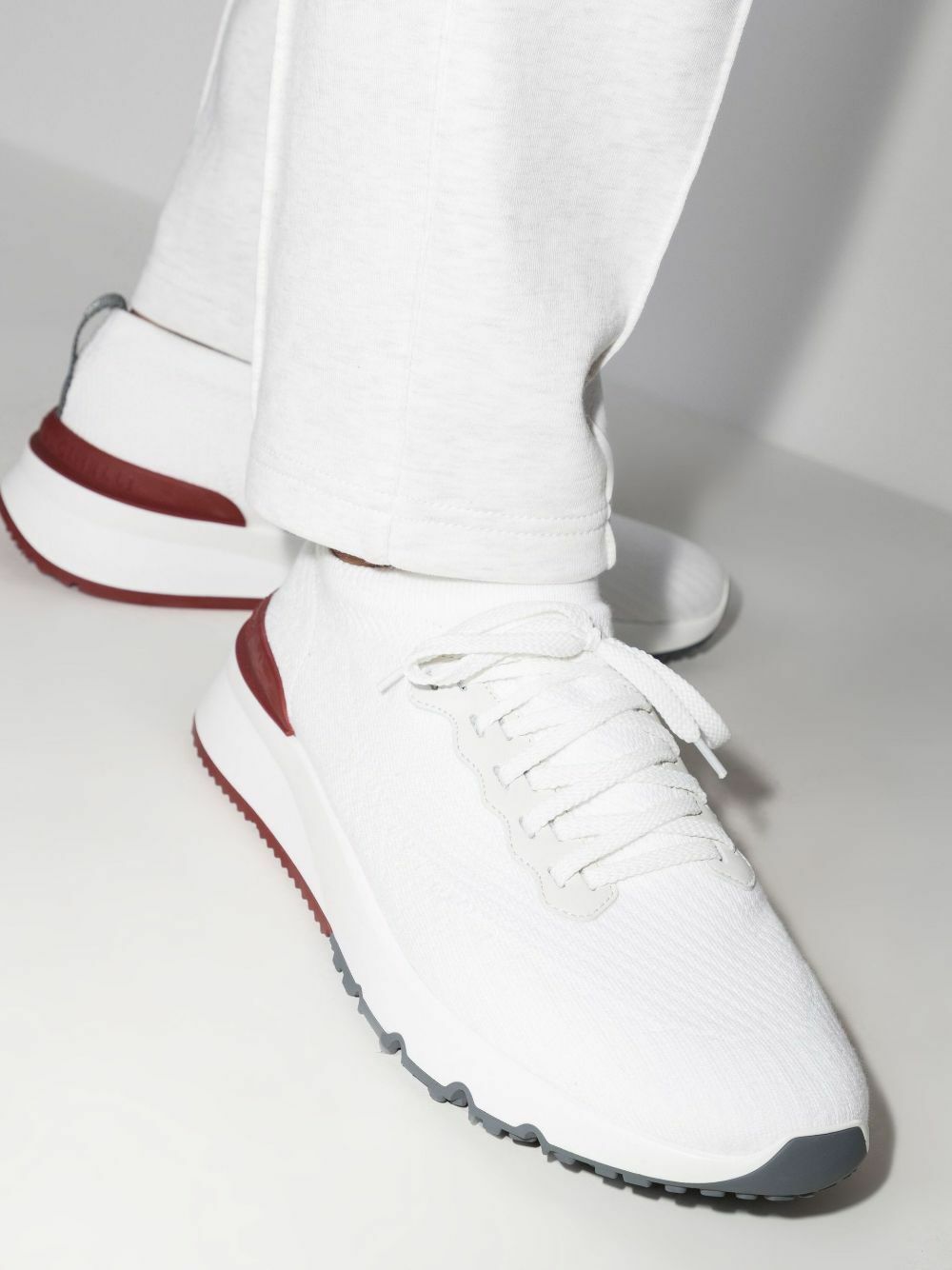 Brunello Cucinelli White Knitted Low Top Sneakers Brunello Cucinelli