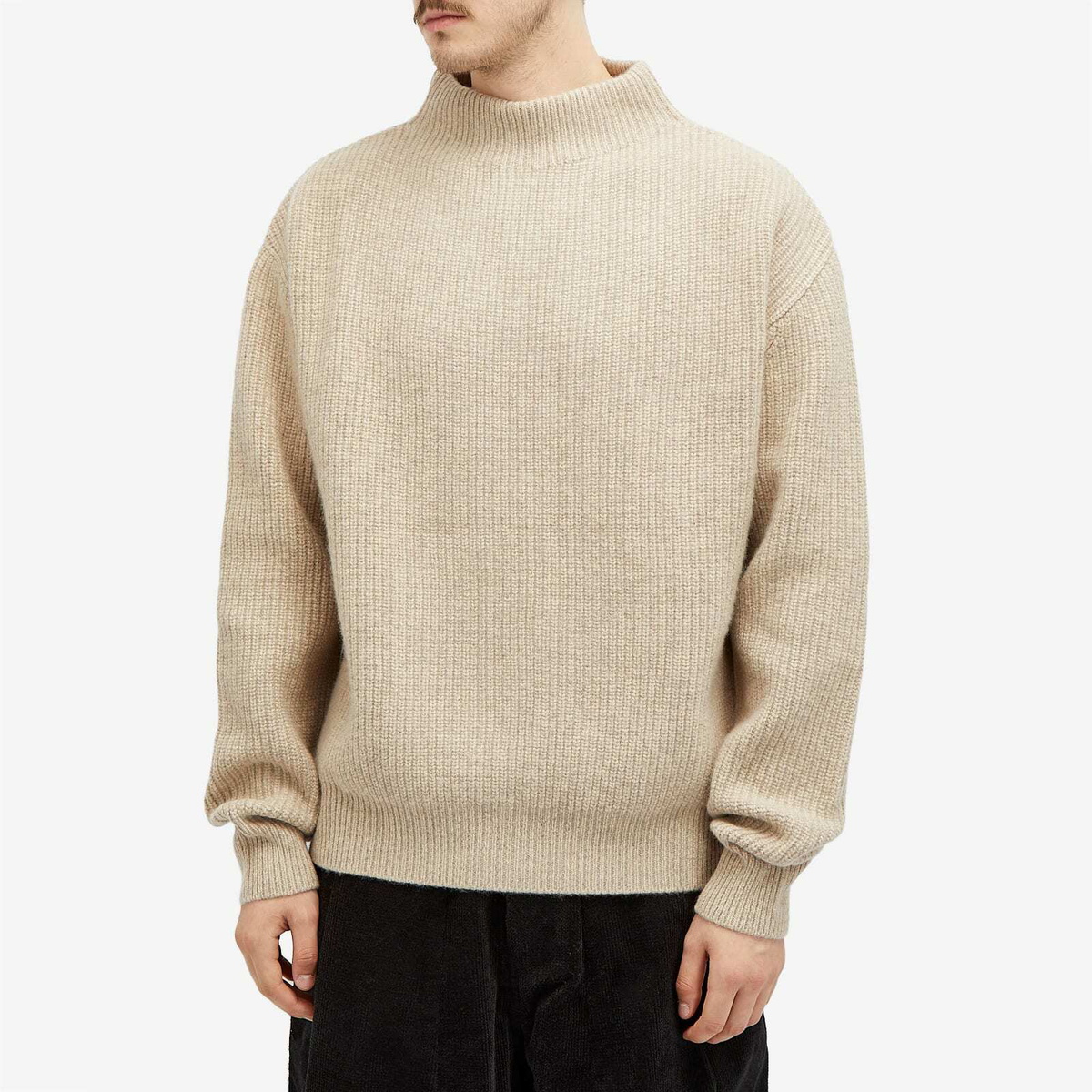 Merely Made Men's Wool Blend Mockneck Sweater in Melange Oat