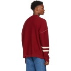 Off-White Red Distressed Logo Sweater