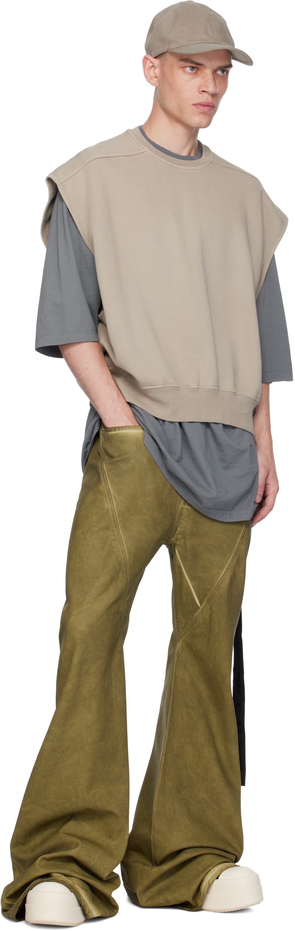 Rick Owens DRKSHDW Khaki Porterville Bias Bootcut Jeans Rick Owens