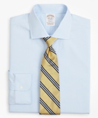 Brooks Brothers Men's Stretch Soho Extra-Slim-Fit Dress Shirt, Non-Iron Poplin English Collar Fine Stripe | Light Blue