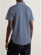 Oliver Spencer - Hawthorn Striped Waffle-Knit Stretch-Cotton and Modal-Blend Polo Shirt - Blue