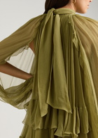 Chloe Ruffled Silk-georgette Mini Dress Green Olive
