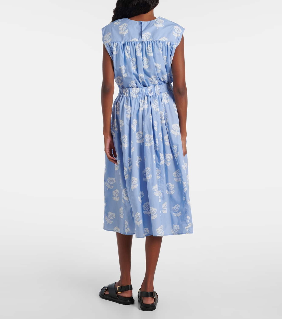 Marni Floral cotton poplin midi skirt