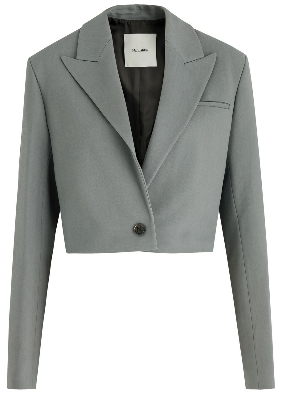 Nanushka Aidula Cropped Twill Blazer Grey