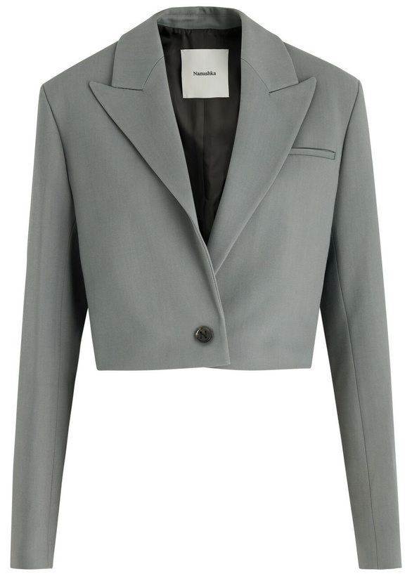Photo: Nanushka Aidula Cropped Twill Blazer Grey