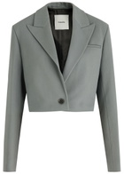 Nanushka Aidula Cropped Twill Blazer Grey