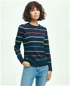 Brooks Brothers Women's Cotton Rainbow Stripe Sweater | Navy
