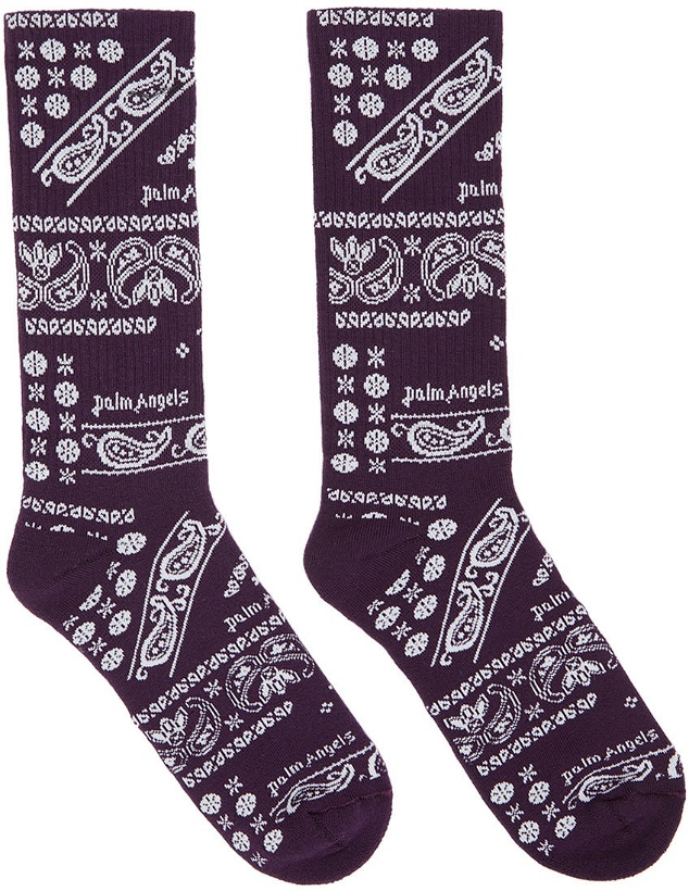 Photo: Palm Angels Purple & White Bandana Socks