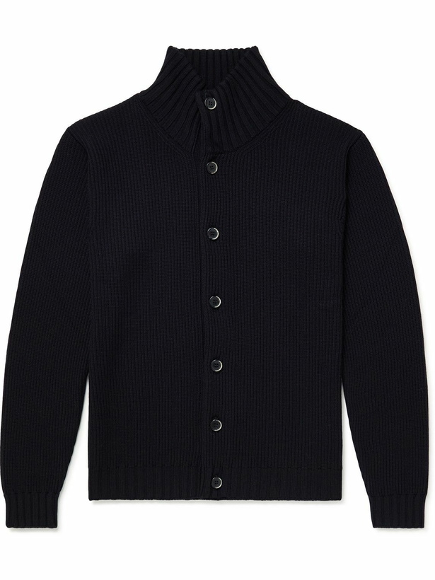 Photo: Barena - Ribbed Merino Wool Cardigan - Blue