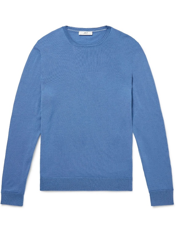 Photo: Mr P. - Slim-Fit Merino Wool Sweater - Blue