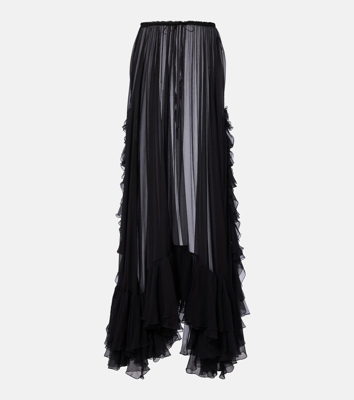 Chloé Ruffled sheer silk maxi skirt