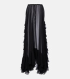 Chloé Ruffled sheer silk maxi skirt