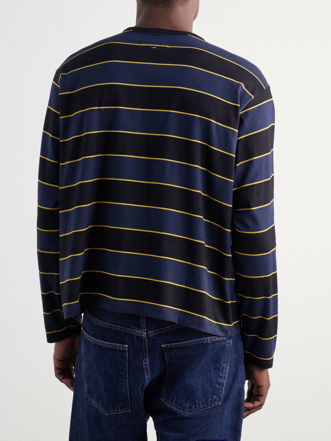 Rag & Bone - Striped Cotton-Jersey T-Shirt - Blue