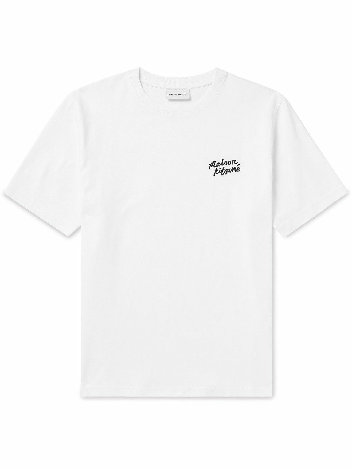 Maison Kitsuné - Logo-Embroidered Cotton-Jersey T-Shirt - White Maison ...