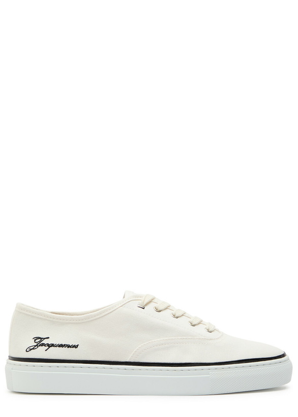 Photo: Jacquemus Les Fefe Logo-embroidered Canvas Sneakers Off White