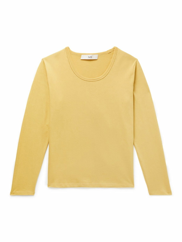 Photo: Séfr - Uneven Cotton-Jersey T-Shirt - Yellow