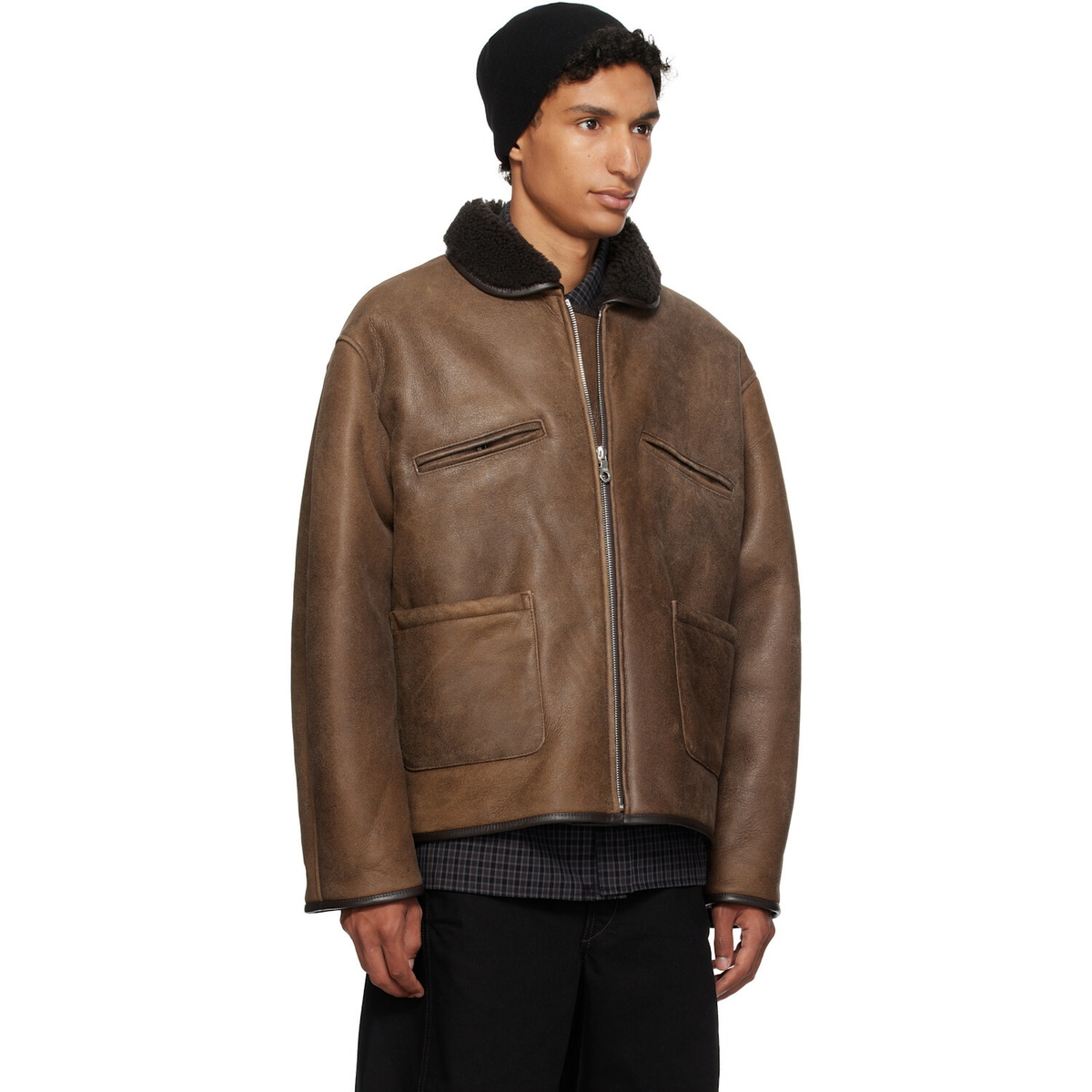 Cawley Brown Aviator Flying Leather Jacket