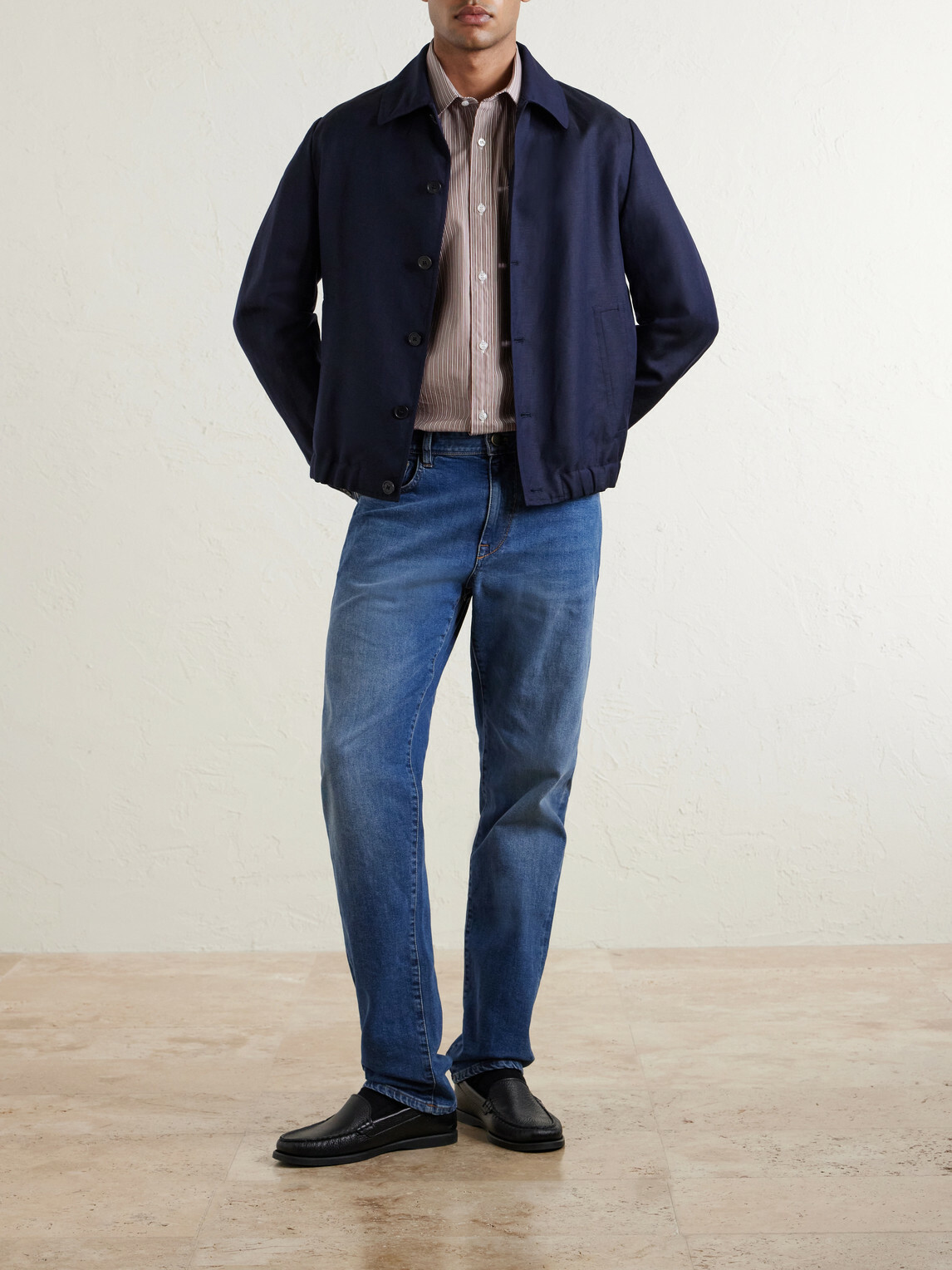 Slowear - Wool and Linen-Blend Bomber - Blue