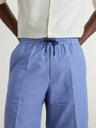 Paul Smith - Straight-Leg Striped Cotton-Seersucker Drawstring Shorts - Blue