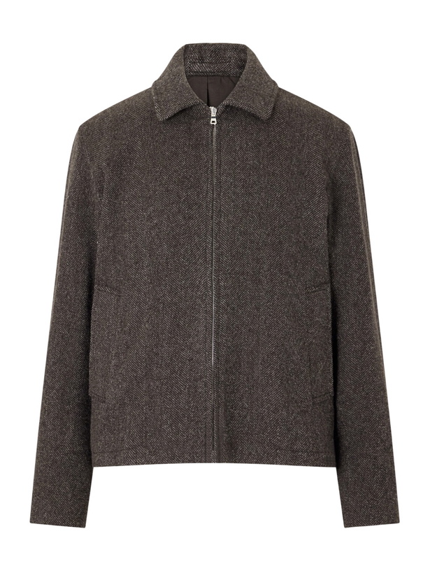 Photo: Mr P. - Herringbone Wool, Silk and Cashmere-Blend Blouson Jacket - Brown