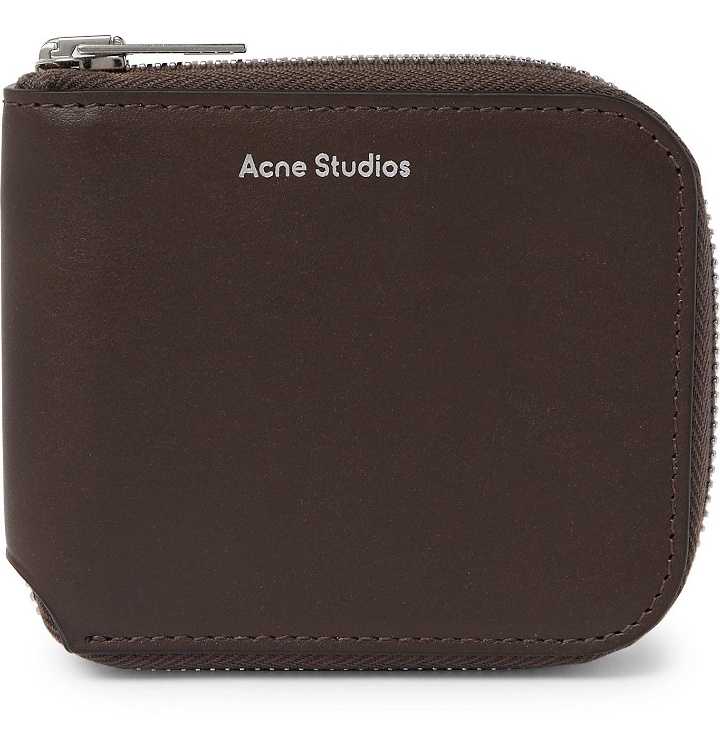 Photo: ACNE STUDIOS - Logo-Print Leather Zip-Around Wallet - Brown