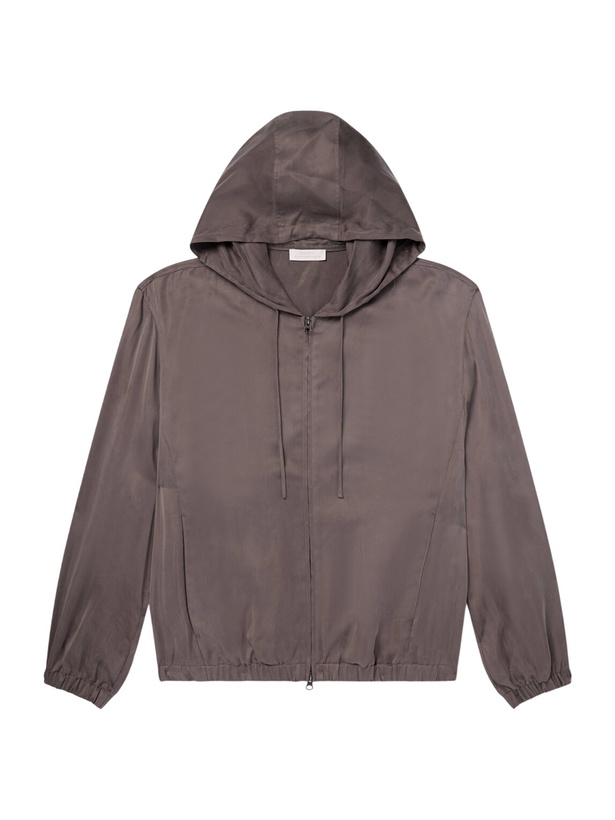 Photo: Amomento - Satin Hooded Jacket - Brown