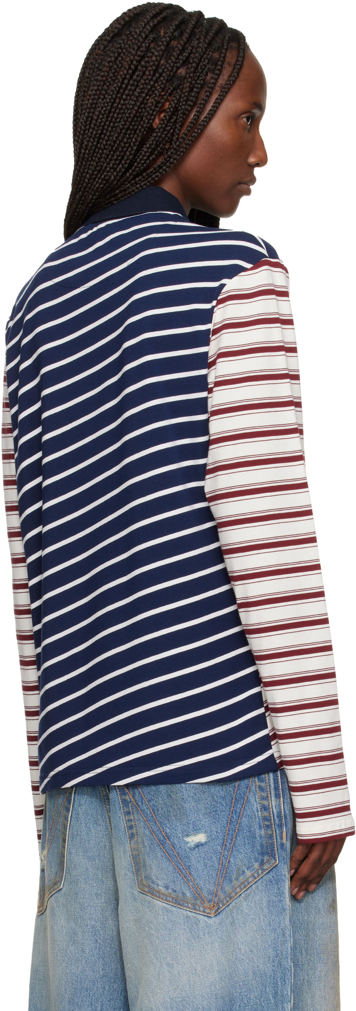 Wales Bonner Off-White & Navy 'The Spirit' Polo