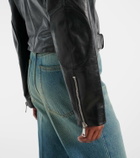 Victoria Beckham Cropped belted leather biker jacket