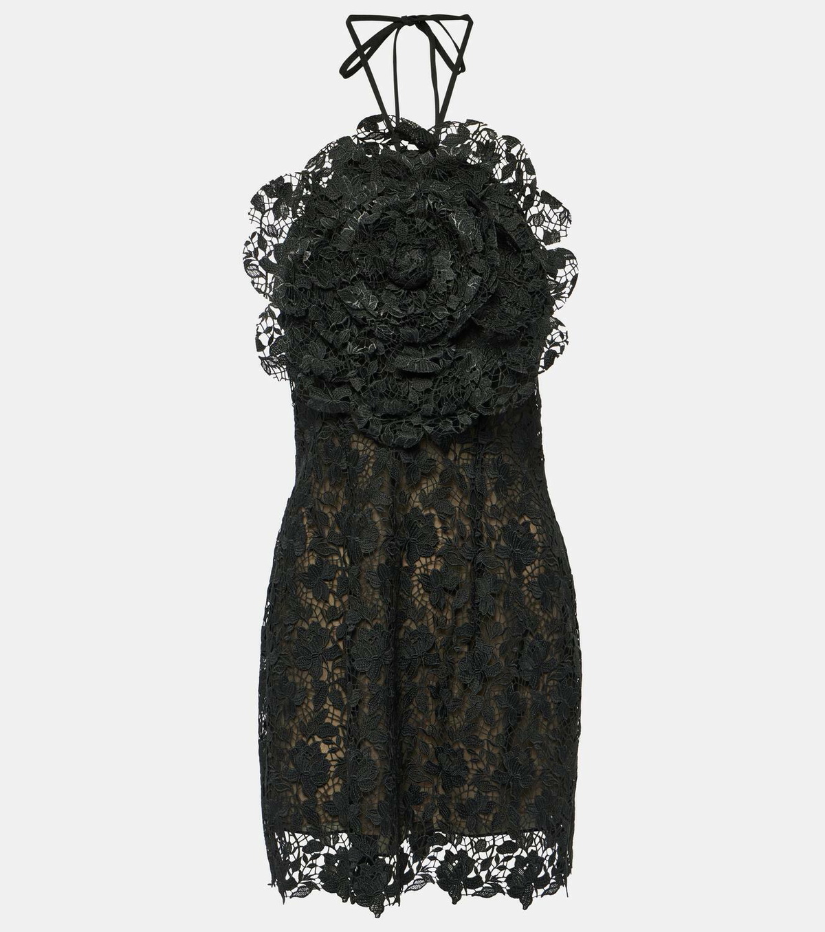 Oscar de la Renta Floral-appliqué lace minidress