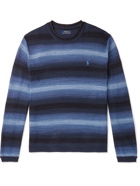 POLO RALPH LAUREN - Logo-Embroidered Striped Cotton and Linen-Blend Sweater - Blue - S