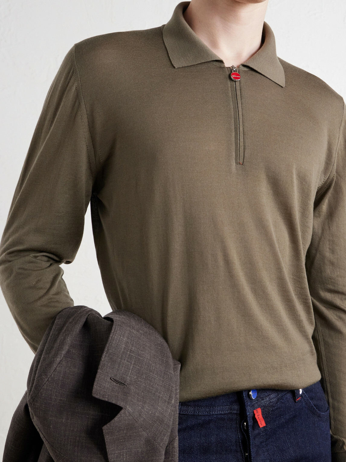 Kiton - Wool Half-Zip Sweater - Brown