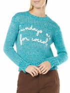 MC2 Saint Barth Woman Crewneck Soft Crop Sweater With Sundays Are For Coccole Embroidery