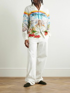 Casablanca - Chateau Convertible-Collar Printed Linen Shirt - Blue