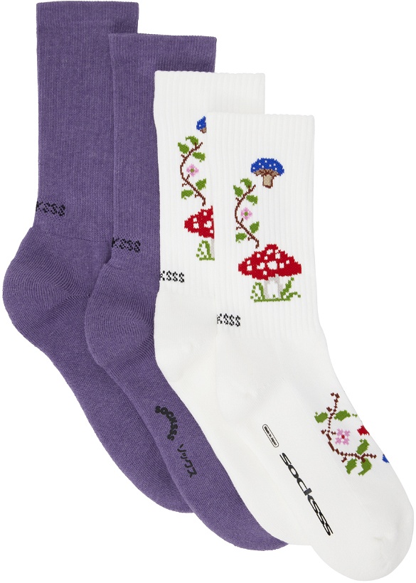 Photo: SOCKSSS Two-Pack Purple & White Trolls Socks