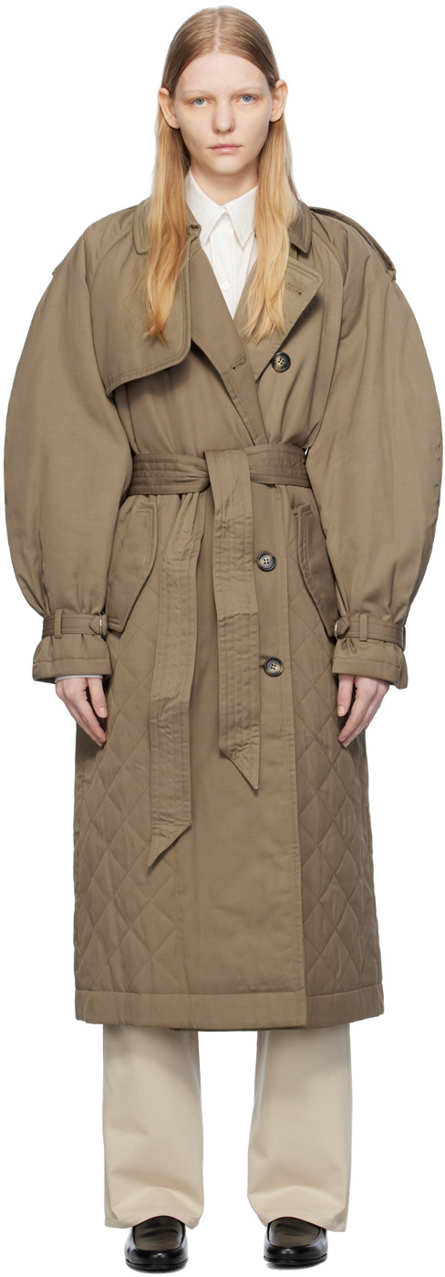 Elleme Khaki Quilted Trench Coat
