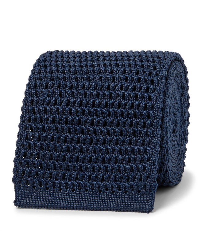 Photo: TOM FORD - 7.5cm Knitted Silk Tie - Storm blue