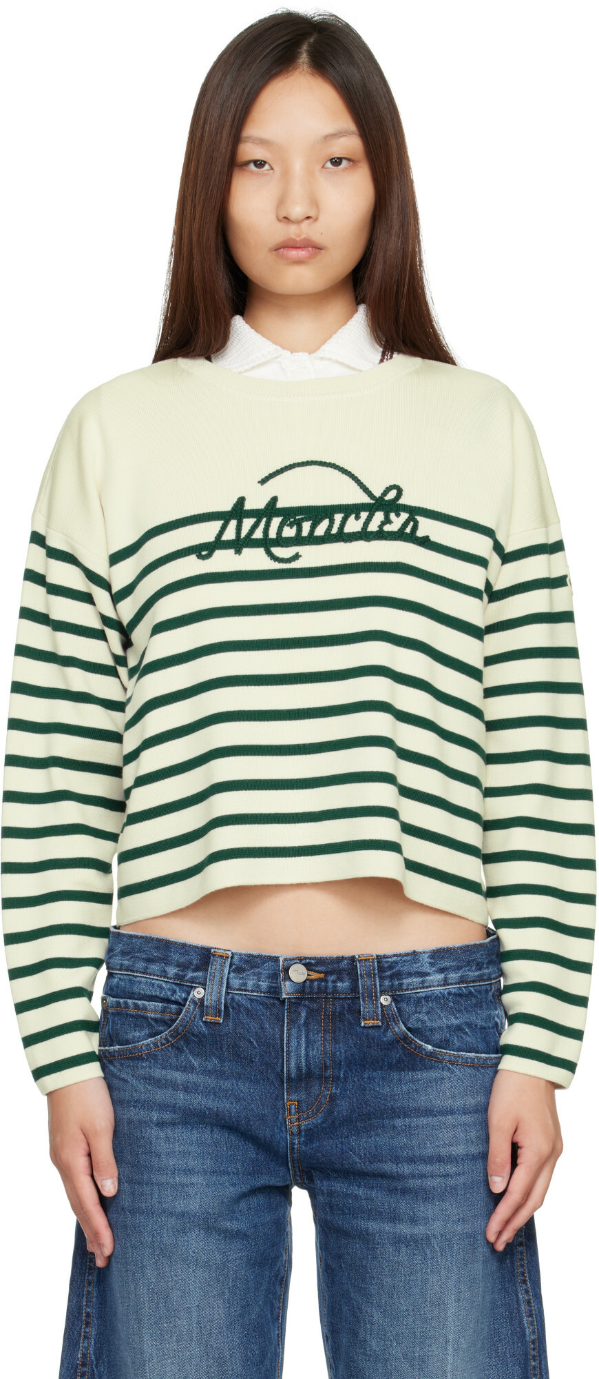 Moncler Off-White Striped Wool Sweater
