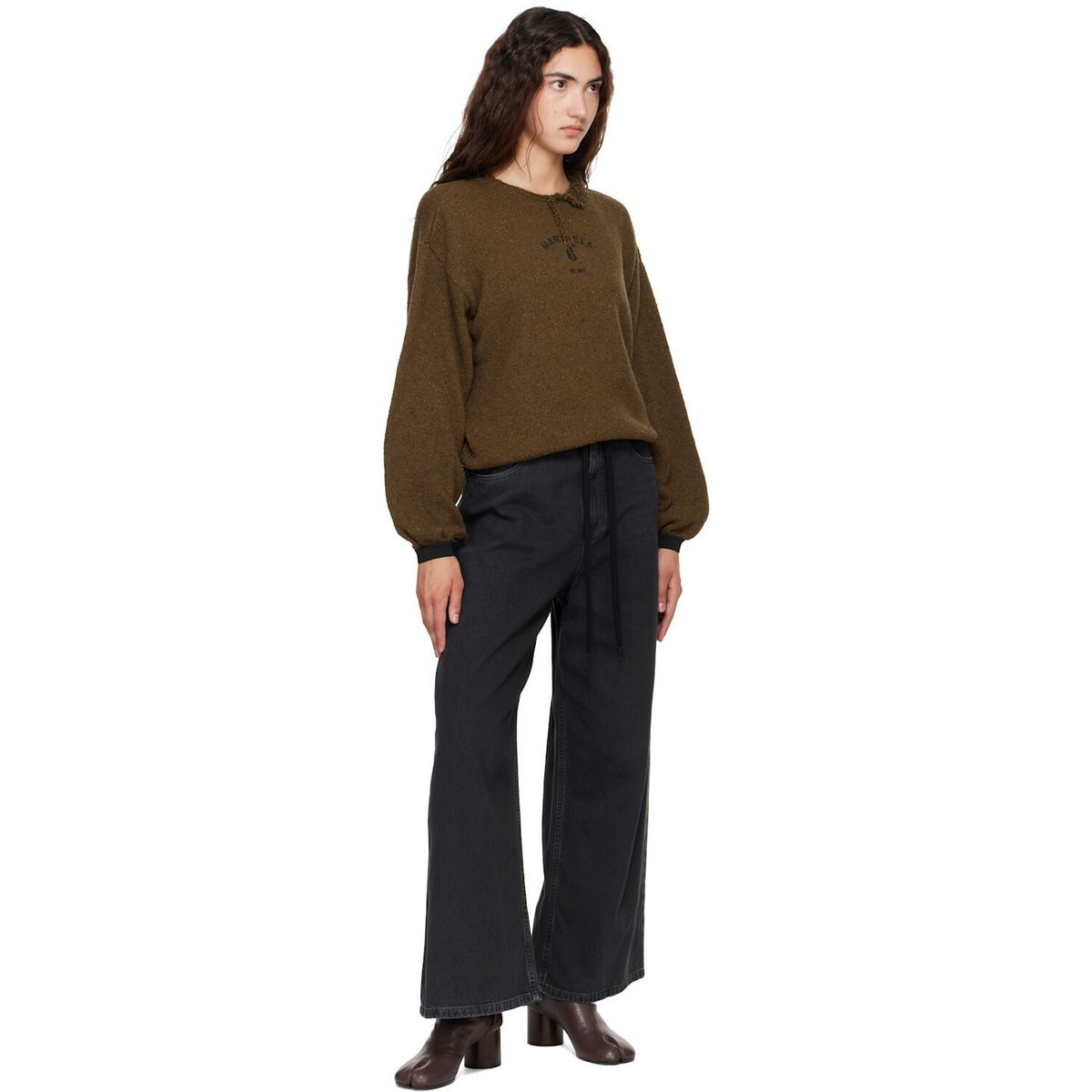 MM6 Maison Margiela Black Drawstring Jeans