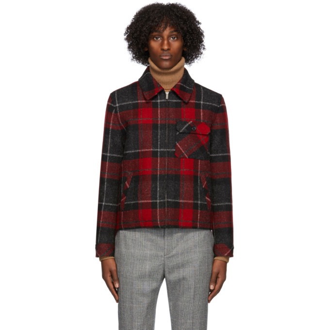 Photo: Saint Laurent Red and Black Wool Trapper Jacket