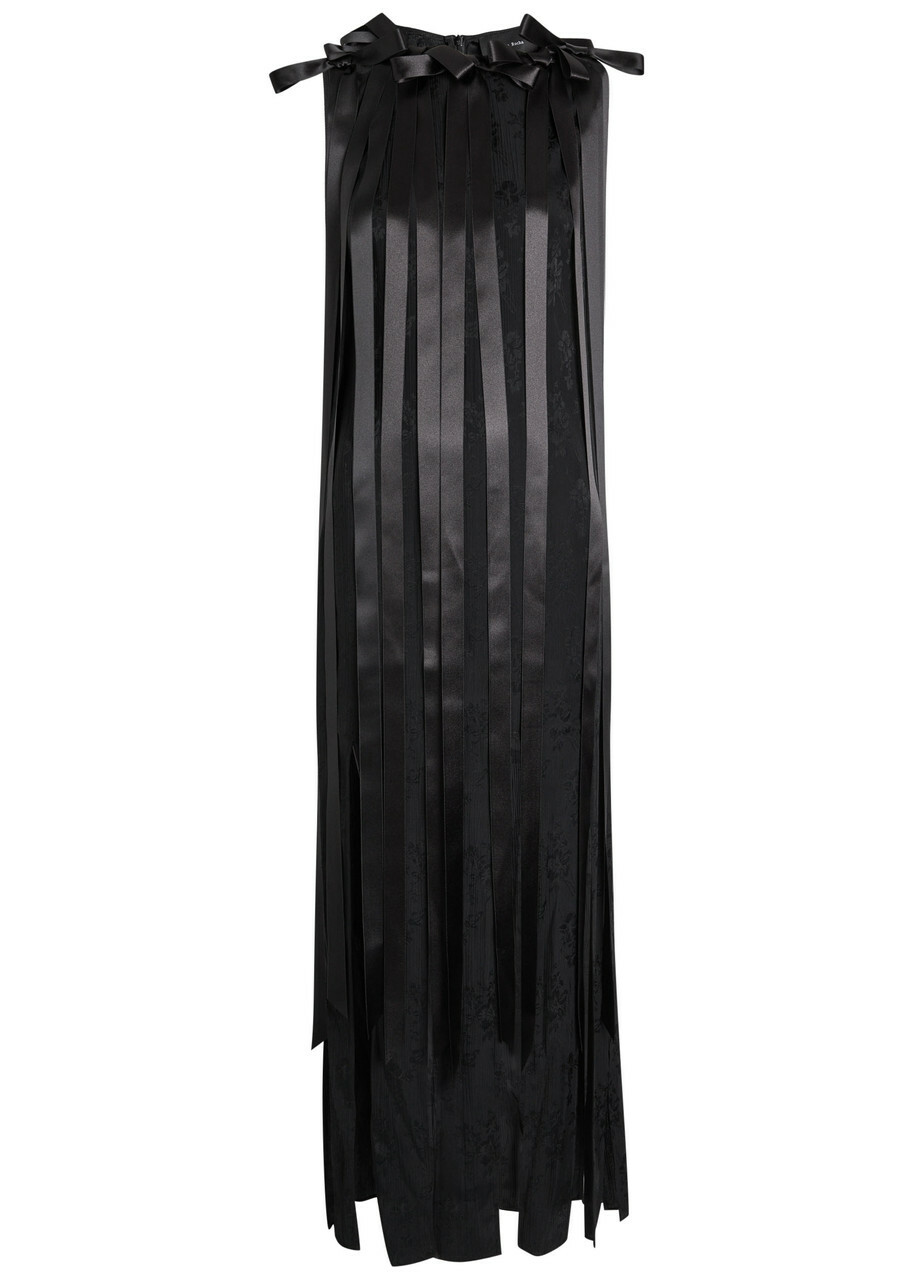 Simone Rocha Unbounded Ribbon Floral-jacquard Midi Dress Black