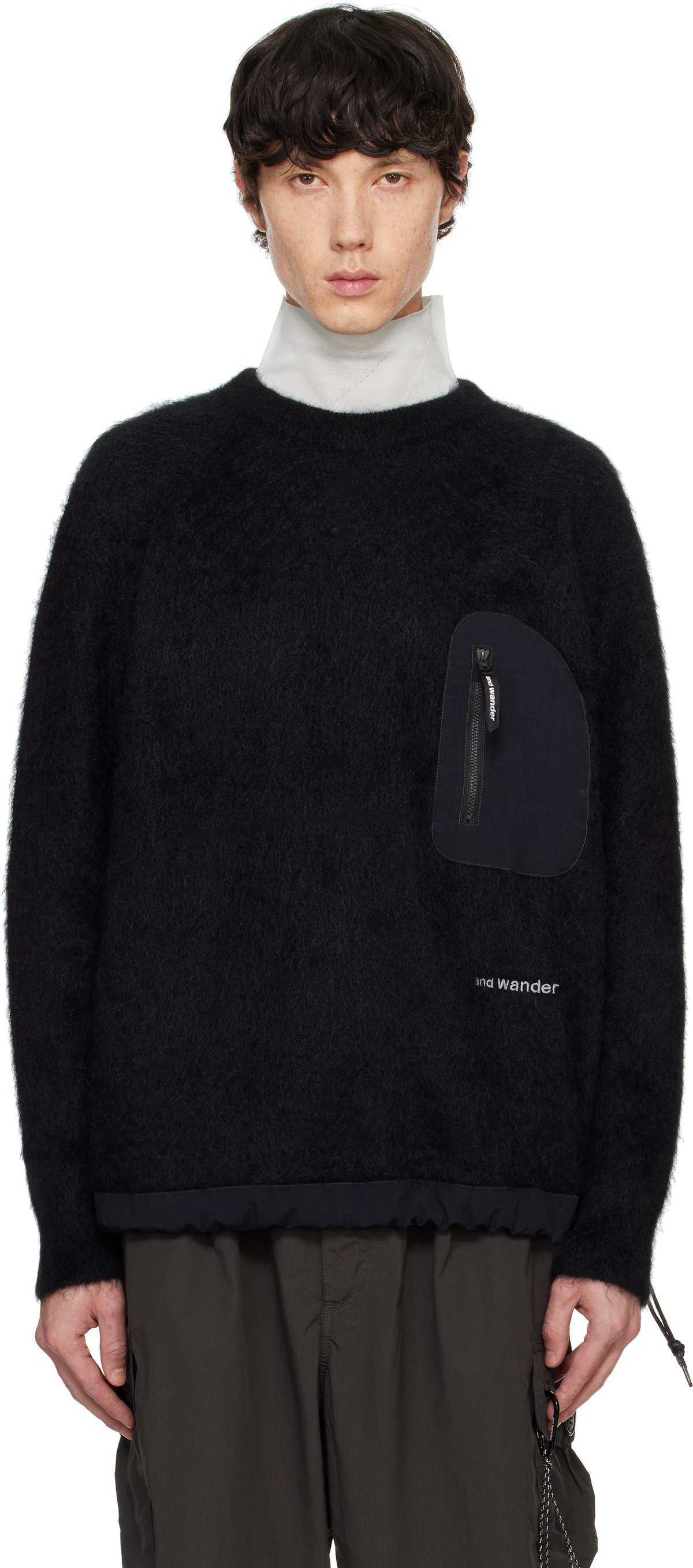 and wander Black Mohair Wool Sweater