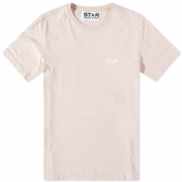 Photo: Golden Goose Men's Star Front Back Print T-Shirt in Pink Lavander/White