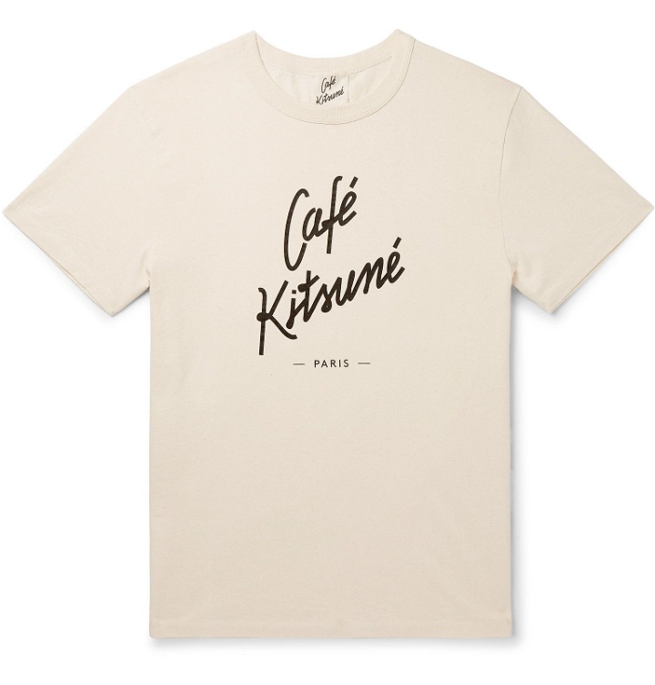 Photo: Café Kitsuné - Slim-Fit Logo-Print Cotton-Jersey T-Shirt - Neutrals