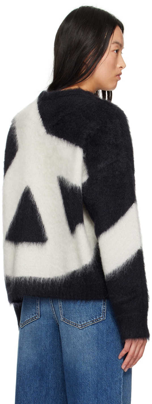 Moschino Black & Off-White Brushed Mohair Peace Sweater