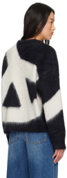 Moschino Black & Off-White Brushed Mohair Peace Sweater