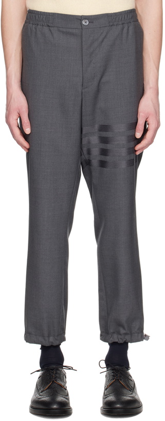 Photo: Thom Browne Gray 4-Bar Trousers