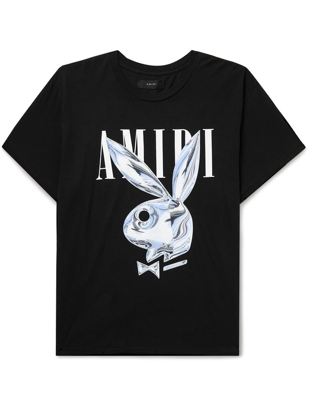 Photo: AMIRI - Playboy Printed Cotton-Jersey T-Shirt - Black