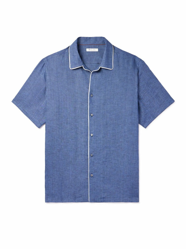 Photo: Loro Piana - Camp-Collar Slub Linen Shirt - Blue