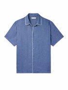 Loro Piana - Camp-Collar Slub Linen Shirt - Blue